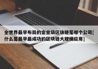 全世界最早布局的企业级区块链是哪个公司[什么是最早最成功的区块链大规模应用]